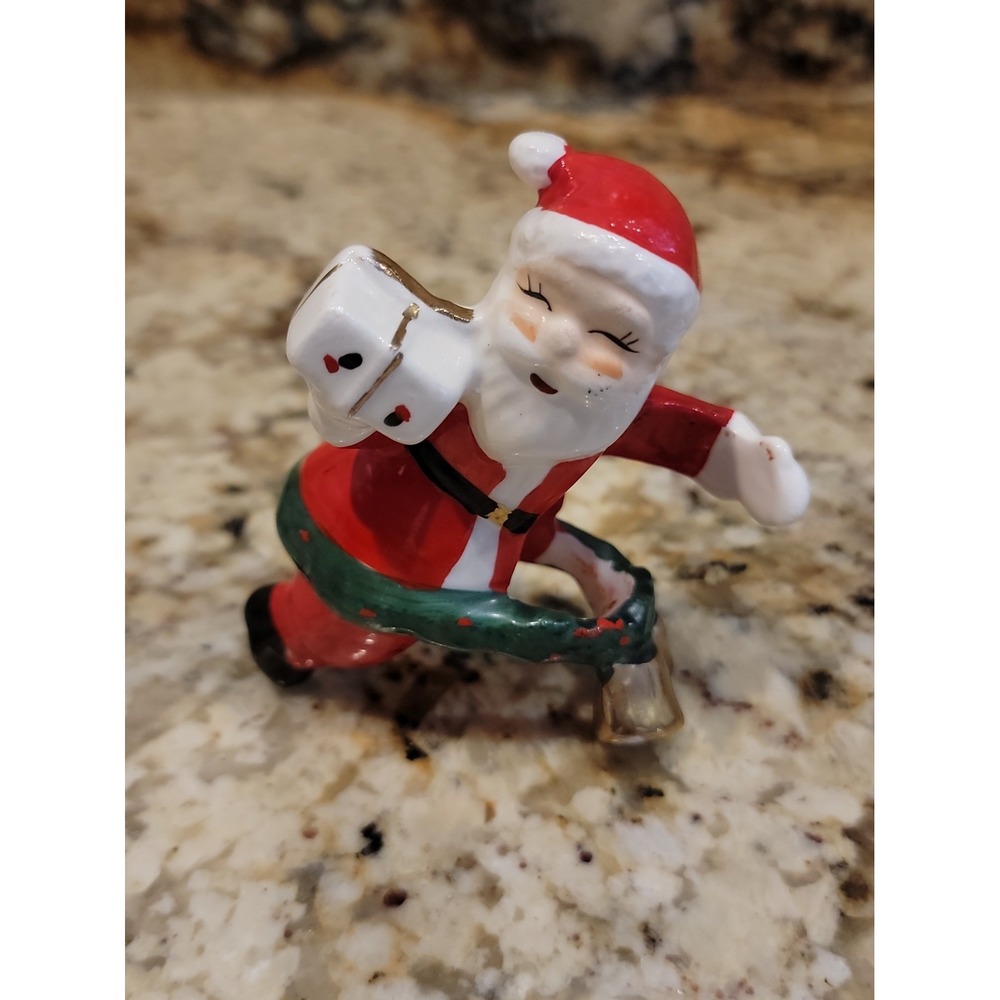 Vintage MCM Santa Candle Hugger Climber "FOLKS" Japan Vintage Christmas Ceramic